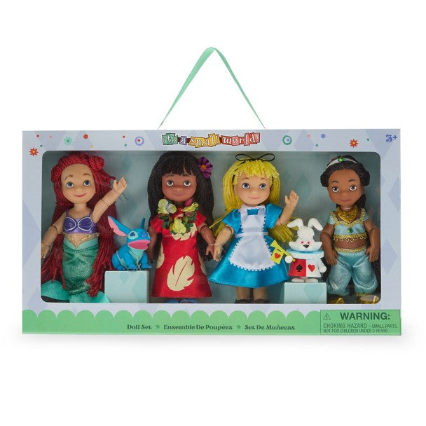 ''it's a small world'' Doll Set – 5 1/2'' – Special Edition Box Set Ariel Lilo Stitch Alice White Rabbit Jasmine