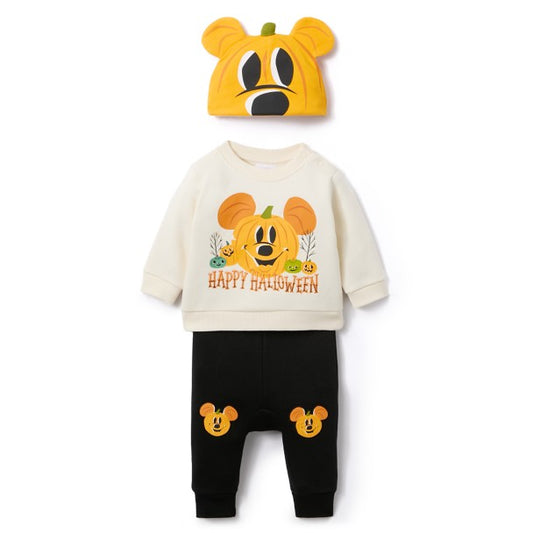 Mickey Mouse Halloween Pumpkin Pullover, Pants Beanie Set Baby Size 6 9 Months