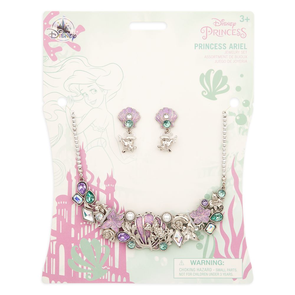 Disney Ariel Costume Jewelry Necklace & Earrings Set for Kids – Little Mermaid