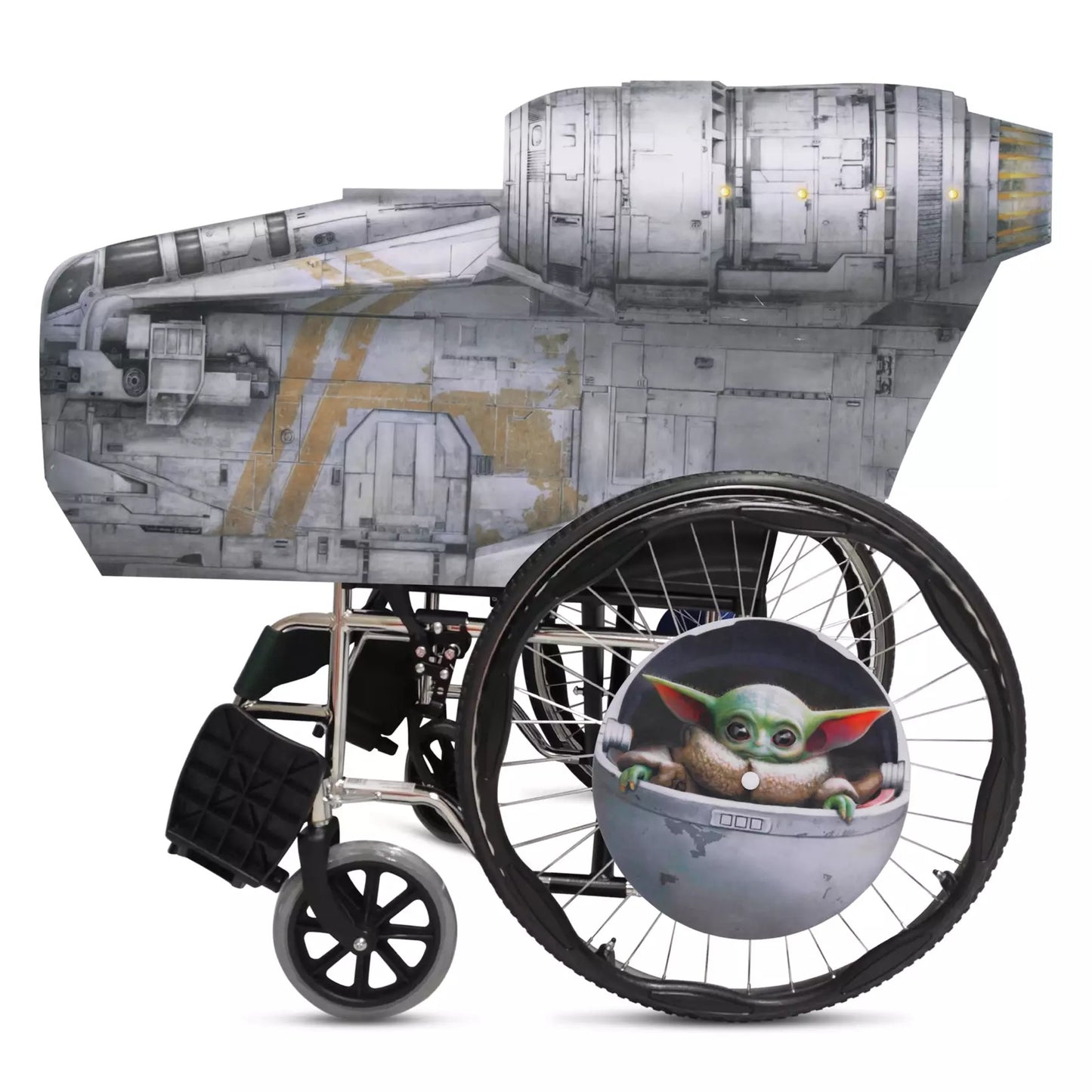 Star Wars Light Up Mandalorian Ship & Grogu Wheelchair Cover - Costume Dress Up Accessory Set