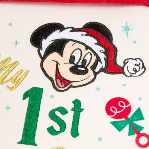 Santa Mickey Mouse and Minnie Mouse ''My 1st Christmas'' Holiday Stocking for Baby
