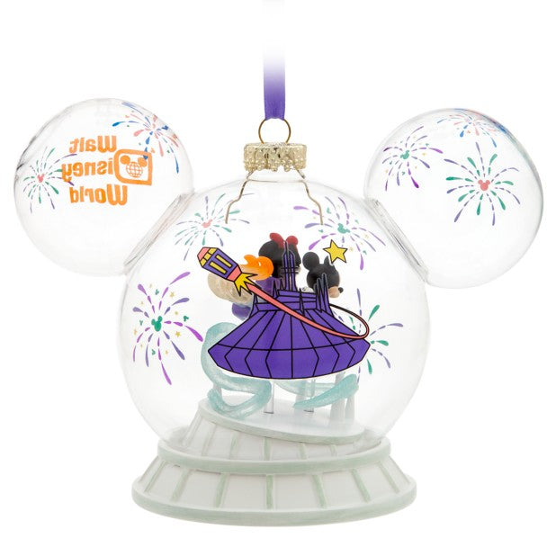 Mickey & Minnie Mouse Icon Glass Ball Ornament Space Mountain Walt Disney World