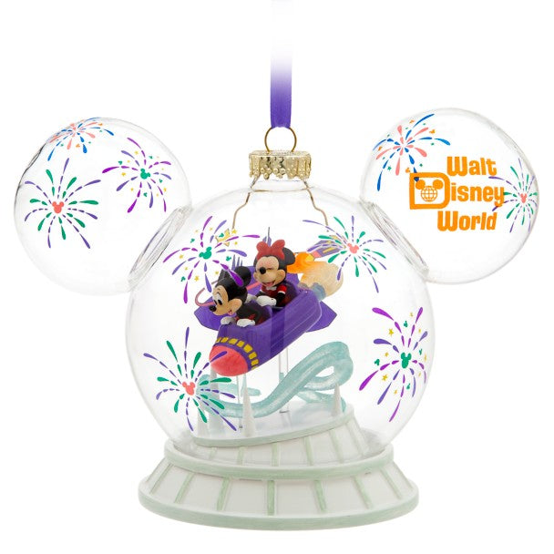Mickey & Minnie Mouse Icon Glass Ball Ornament Space Mountain Walt Disney World