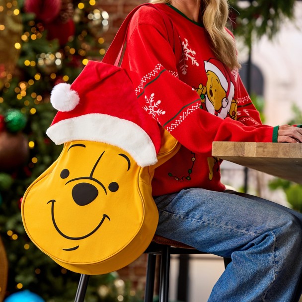 Winnie the Pooh Big Face Holiday Canvas Tote - Large