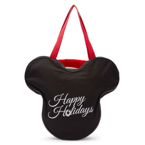 Santa Mickey Mouse Big Face Holiday Canvas Tote - Large