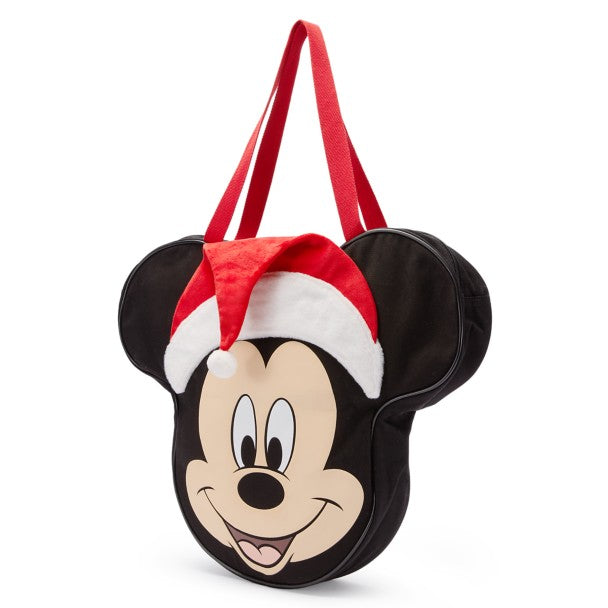 Santa Mickey Mouse Big Face Holiday Canvas Tote - Large