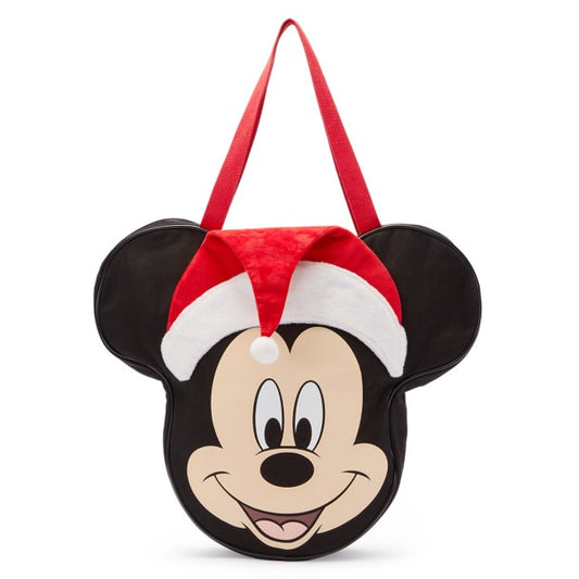 Santa Mickey Mouse Big Face Holiday Canvas Tote - Large
