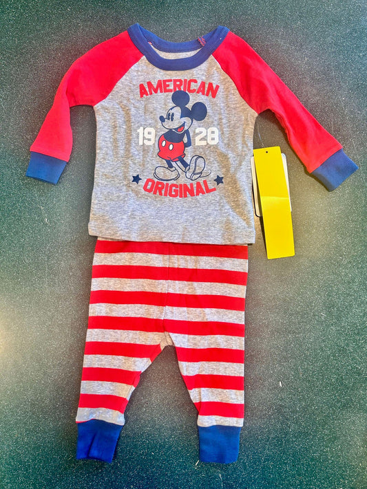 Mickey Mouse Red Striped Pajamas for Baby - American Original 1928