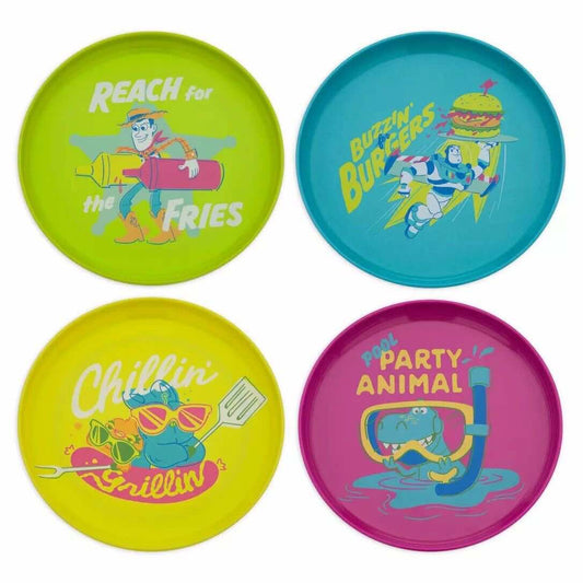 Disney Parks Toy Story Summer Splash Melamine Plate Set - Set of 4 - 8" - New