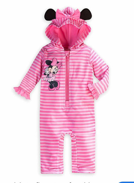 Minnie Mouse Cover Up Swimsuit for Baby Size 12-18M - Pink Striped
