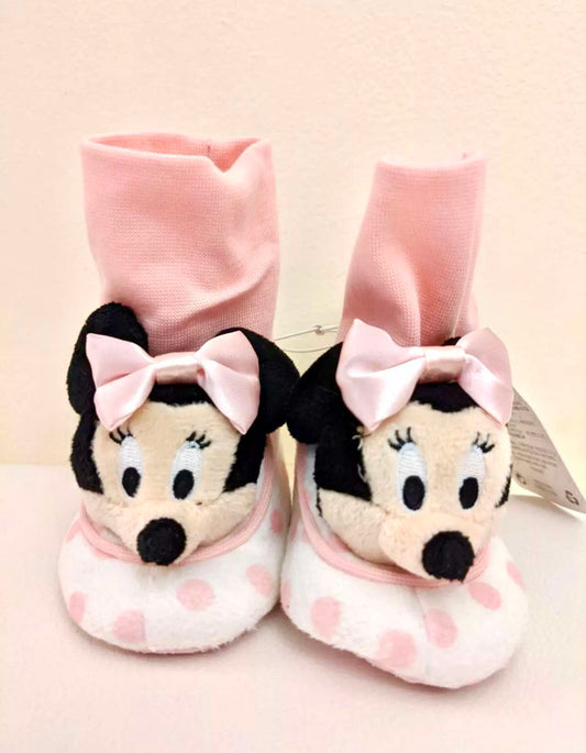 Minnie Mouse 3D Plush Pink Polka Dot Baby Shoes Size 6-12M