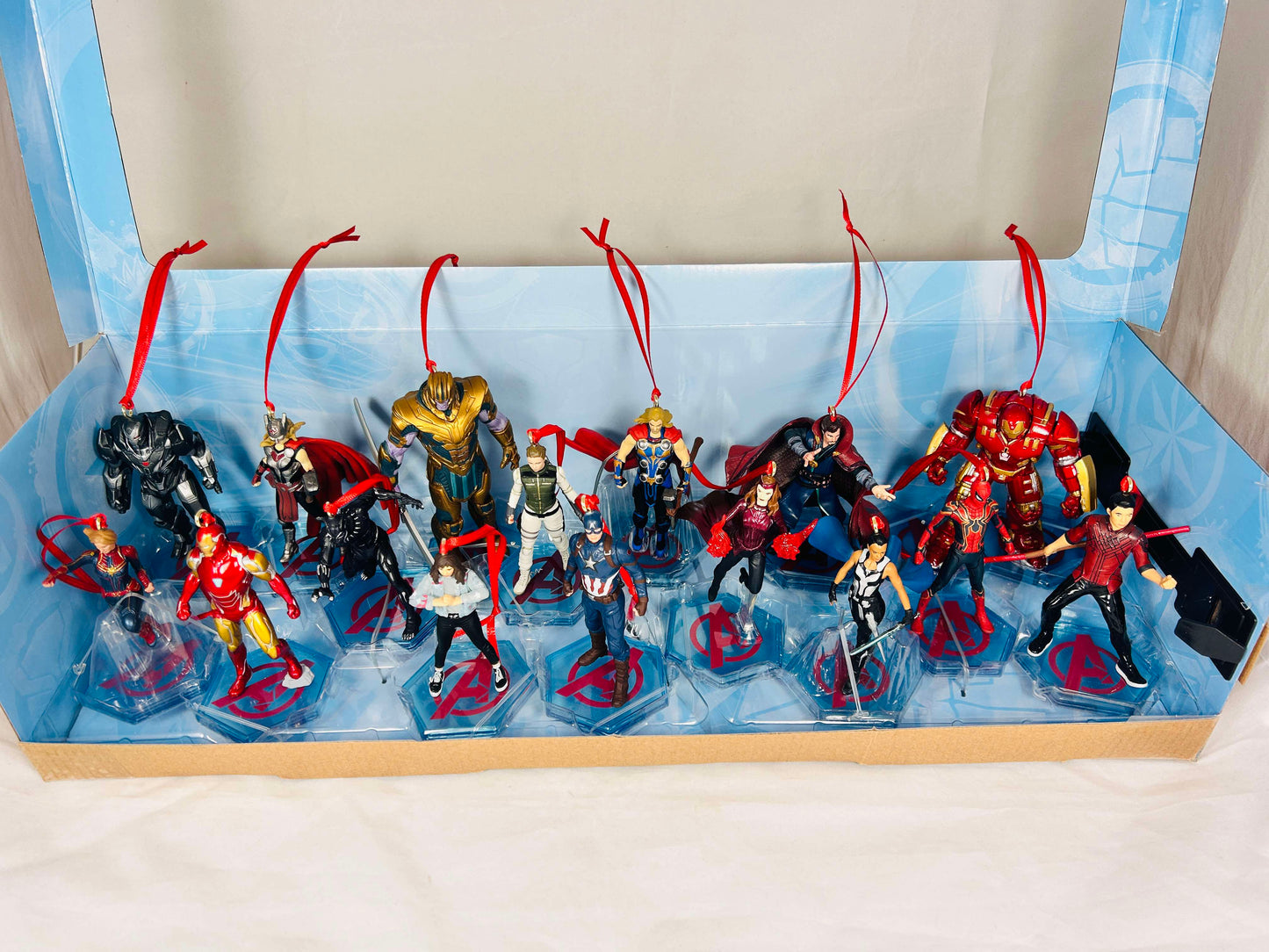 Disney Marvel Avengers 16pc Christmas Ornaments Custom Box Set - Shatterproof