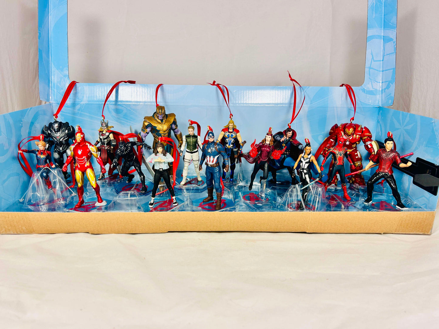 Disney Marvel Avengers 16pc Christmas Ornaments Custom Box Set - Shatterproof