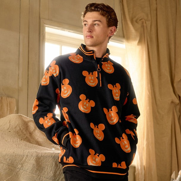 Mickey Mouse Jack-o'-Lantern 1/4 Zip Pullover Sweatshirt Adults by Our Universe