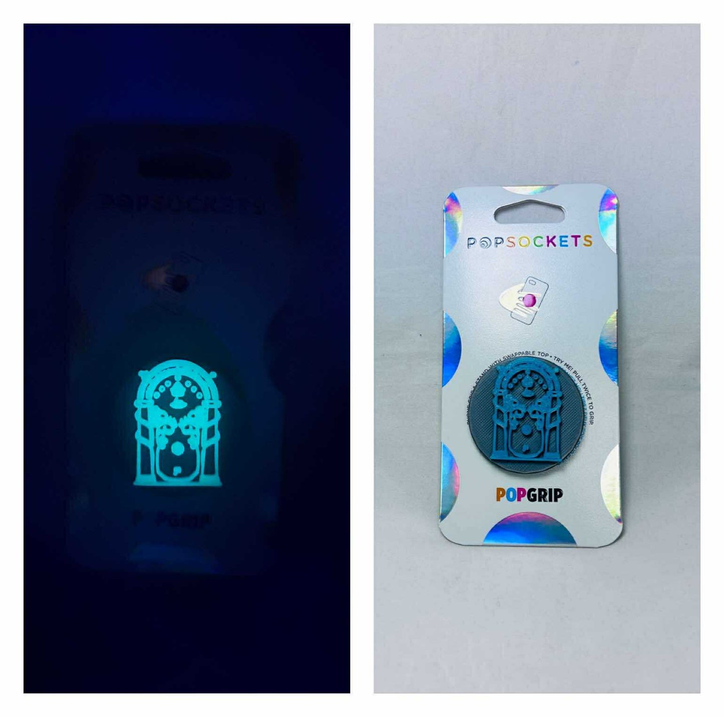 3D Lord of the Rings Inspired Moria Gate Glow Custom PopSocket Phone Accessory Holder - + Free UV Light Keychain
