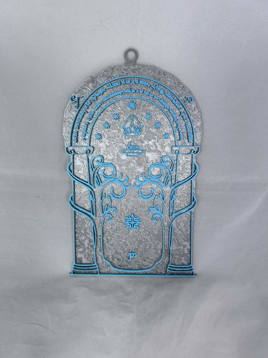 3D Lord of the Rings Inspired Moria Gate Blue Glow 8" Wall Sign LOTR + UV Light