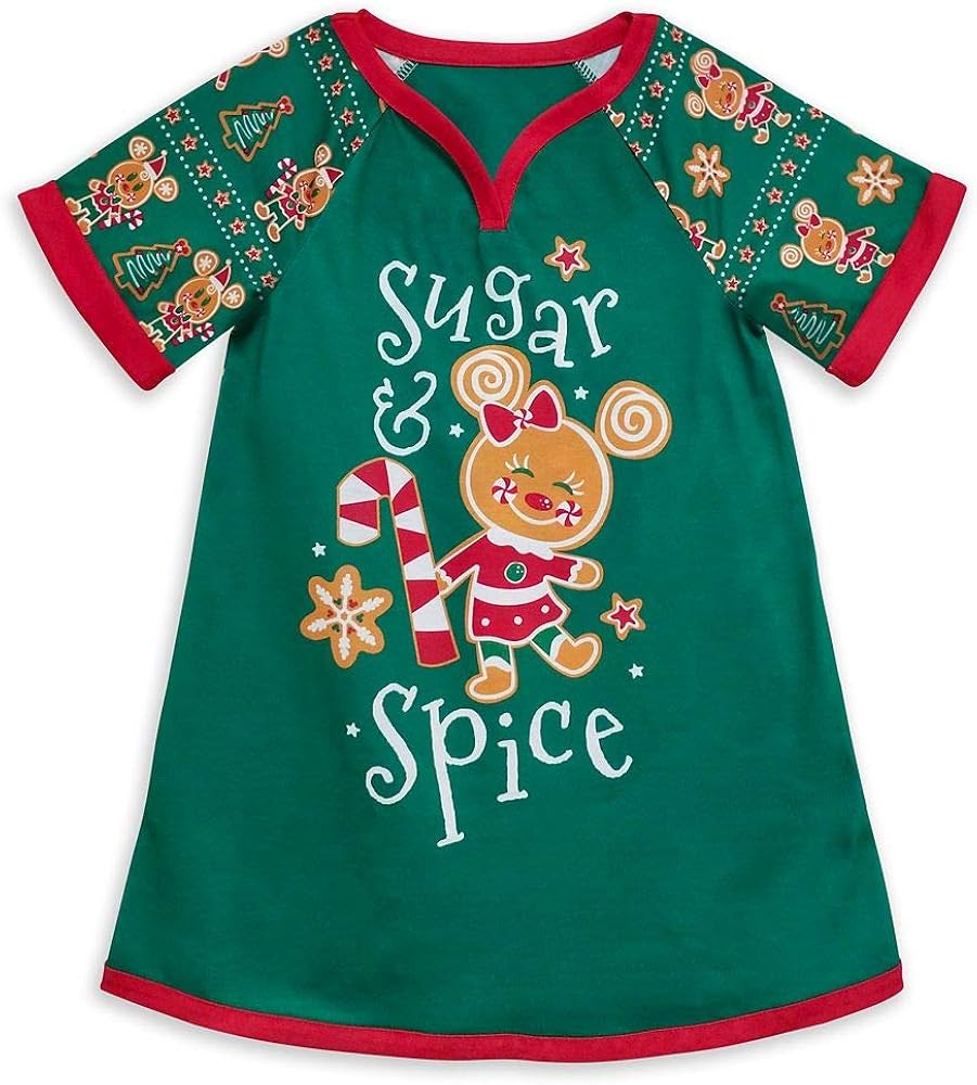 Disney Minnie Mouse Nightshirt Holiday Gingerbread Pajamas Girls Toddler Size 3