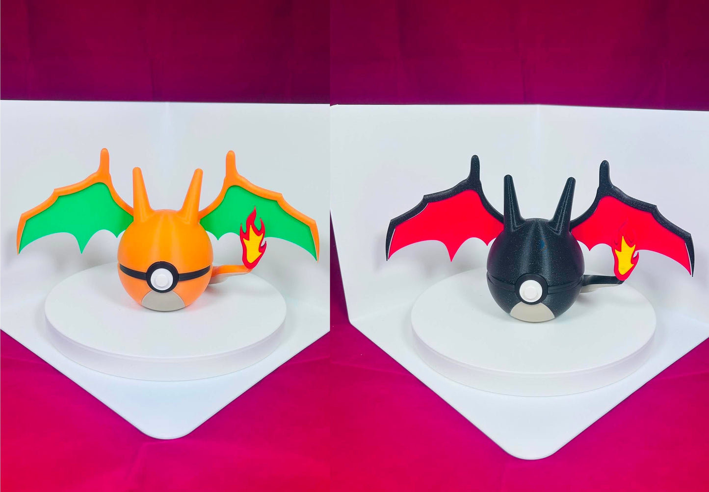 Pokeball 3D Printed Custom Charizard Figure - Shiny Black Charizard Pokemon Character