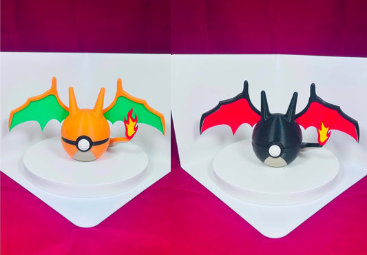 Pokeball 3D Printed Custom Charizard Figure - Shiny Black Charizard Pokemon Character