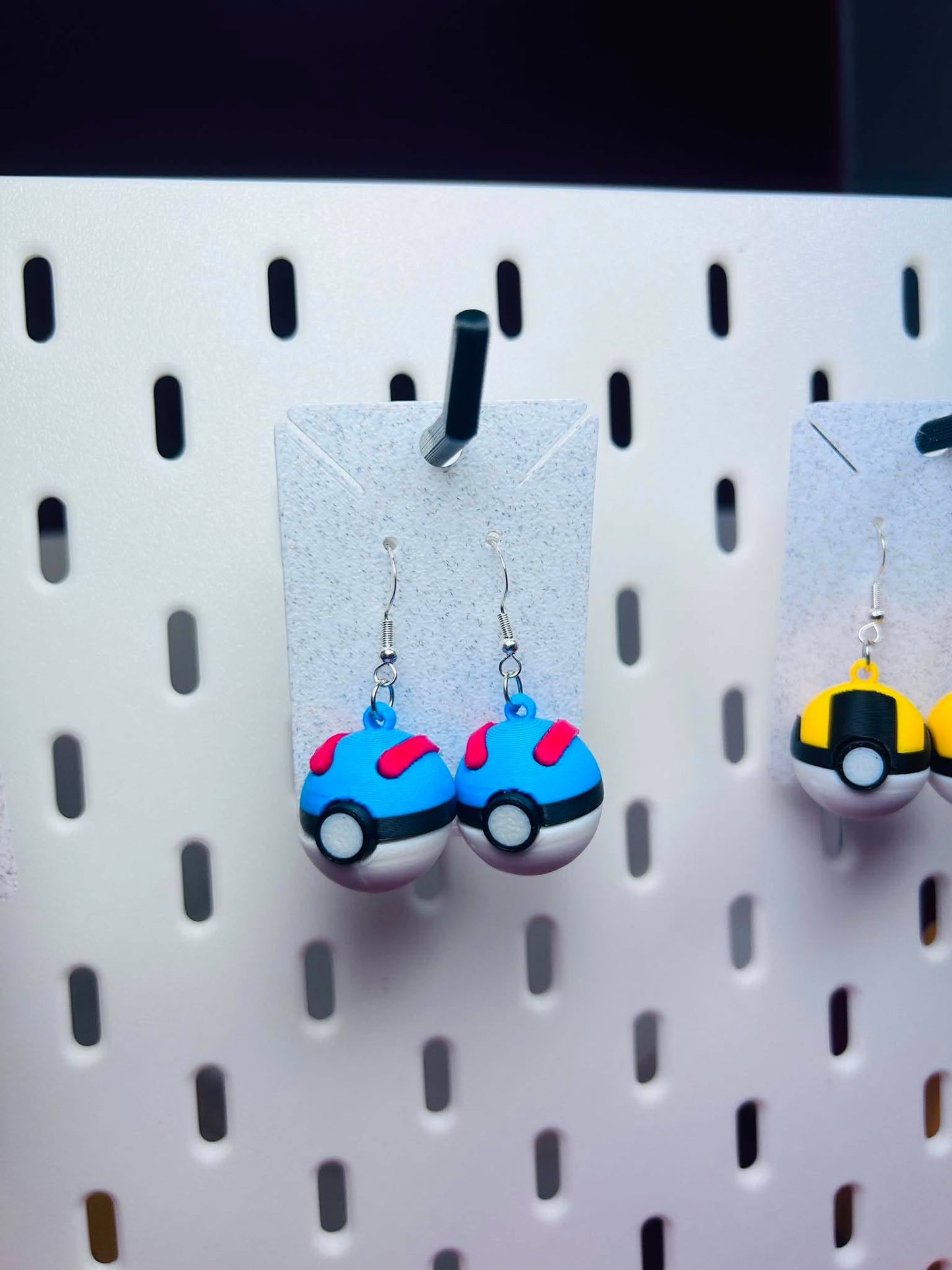 Poke Ball 3D Printed Custom Earrings - Red Pokeball - Great Ball - Ultra Ball - Pokemon