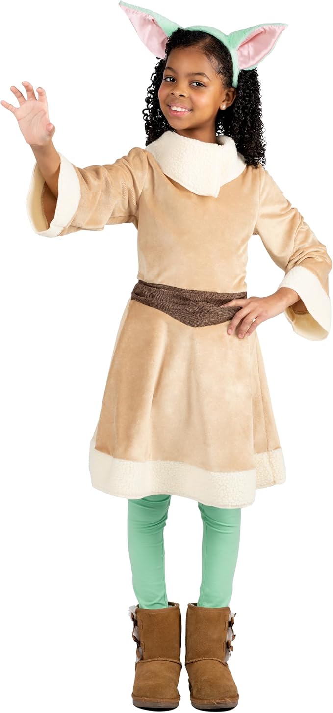 Mandalorian Star Wars Grogu Youth Halloween Dress - Premium Minky Robe & Ears