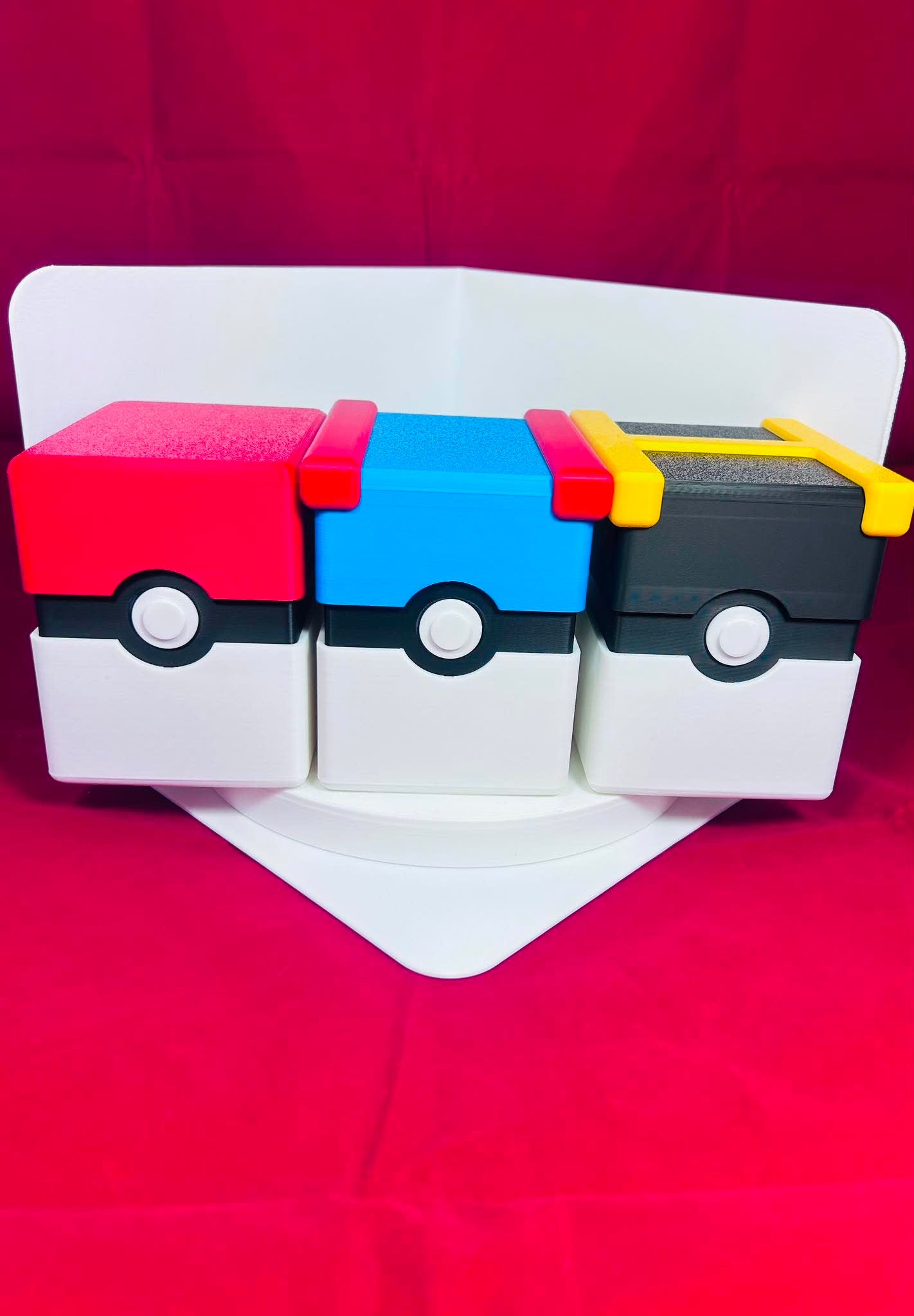 Poke Ball Card Storage Chest Box Holder & Top Loader Display - Holds Up to 240pc Custom 3D Printed - Red Great & Ultra Ball