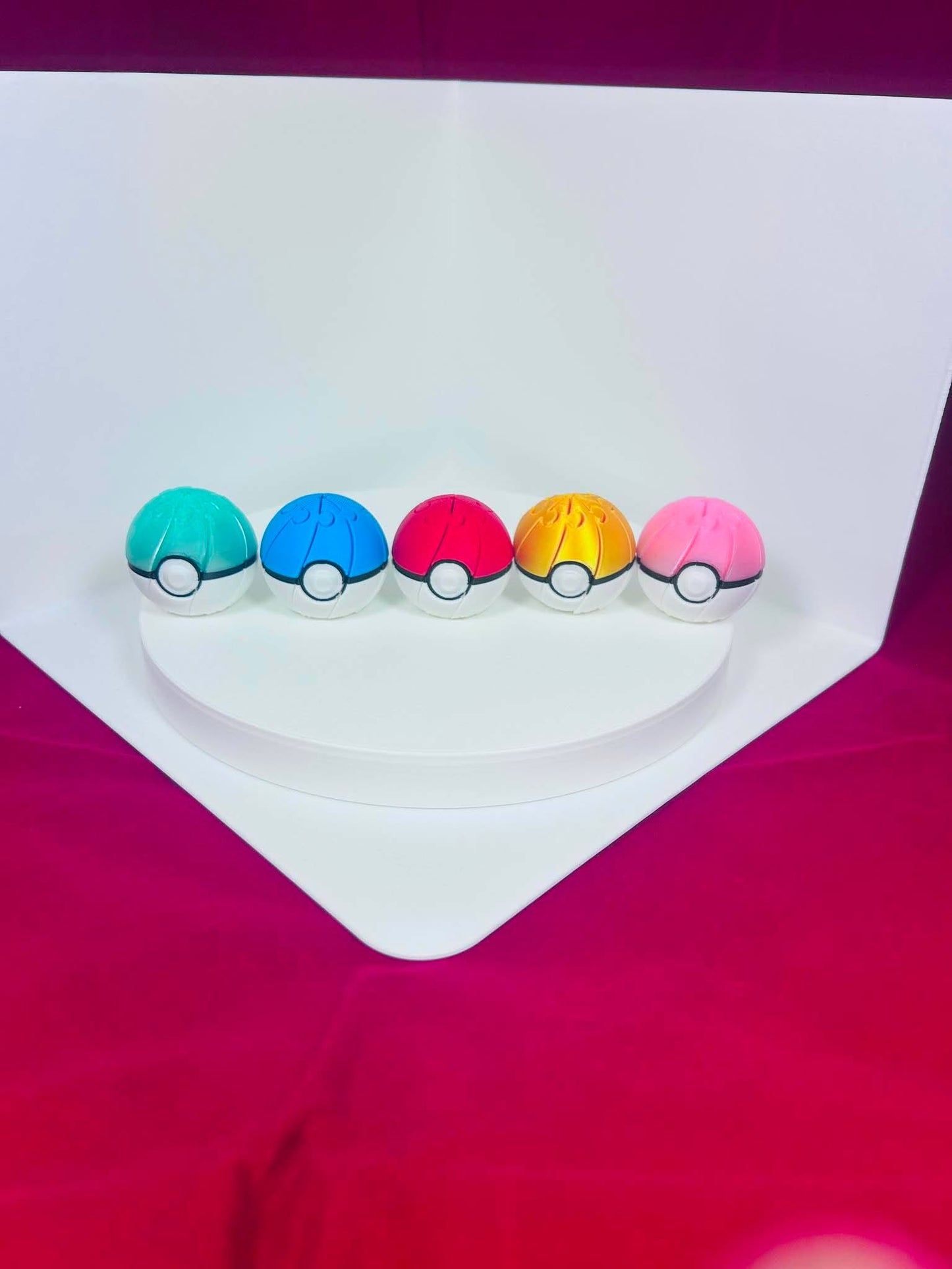 Poke Ball Custom Fidget Toy - Regular Red Pokemon Ball - Great Ball - Ultra Ball - Green - Pink