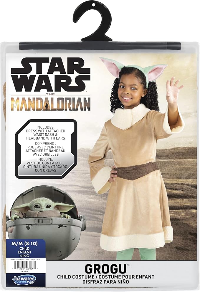 Mandalorian Star Wars Grogu Youth Halloween Dress - Premium Minky Robe & Ears