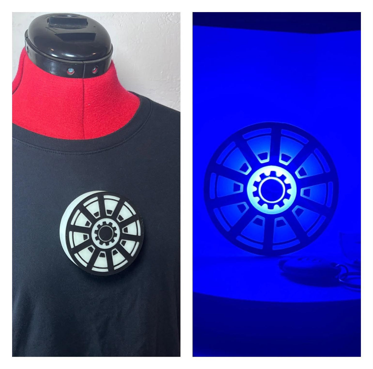 3D Custom Iron Man 1 Inspired LIGHT UP Arc Reactor Chest Piece Blue Glow - Avengers Super Hero Costume Cosplay Magnetic Halloween Accessory