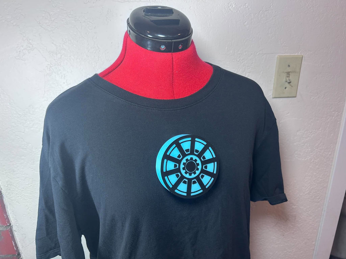 3D Custom Iron Man 1 Inspired LIGHT UP Arc Reactor Chest Piece Blue Glow - Avengers Super Hero Costume Cosplay Magnetic Halloween Accessory