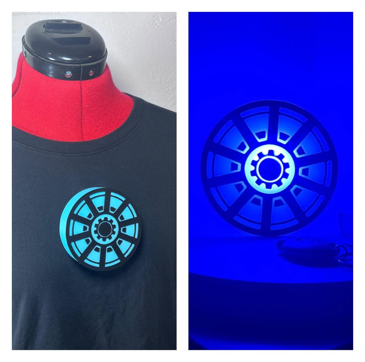 3D Custom Iron Man 1 Inspired LIGHT UP Arc Reactor Chest Piece Blue Glow - Avengers Super Hero Costume Cosplay Magnetic Halloween Accessory