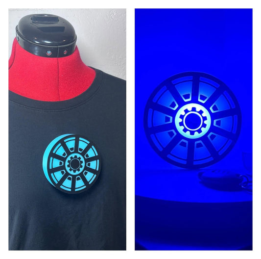 3D Custom Iron Man 1 Inspired LIGHT UP Arc Reactor Chest Piece Blue Glow - Avengers Super Hero Costume Cosplay Magnetic Halloween Accessory