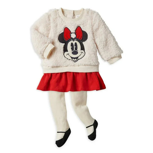 Minnie Mouse Holiday Soft Dress and Tights Set for Baby