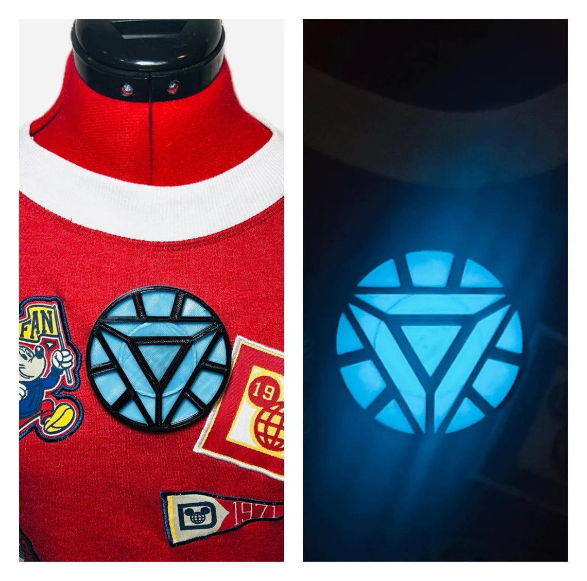 Custom 3D Iron Man Inspired Magnetic Arc Reactor Chest Piece Blue Glow in the Dark Avengers Super Hero Costume Cosplay Accessory Disneybound