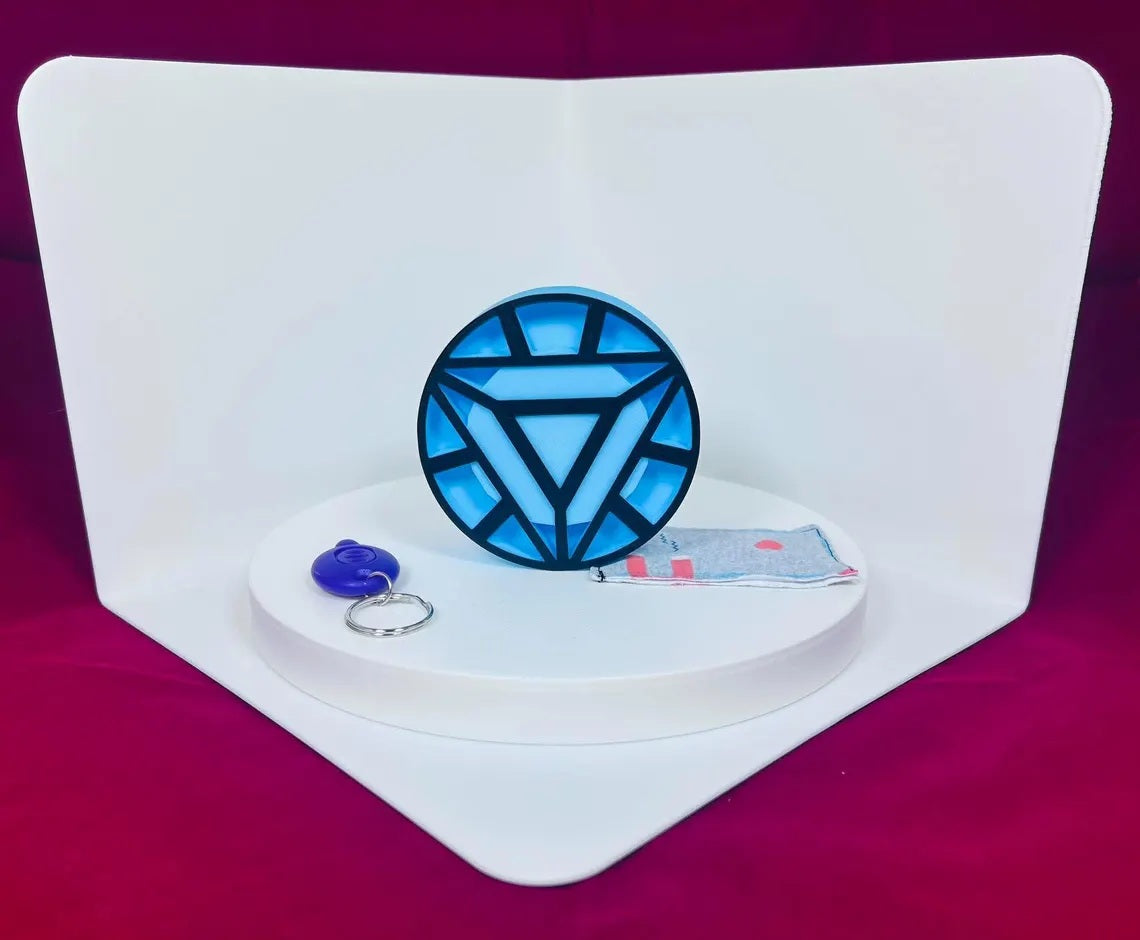 3D Custom Iron Man Inspired Light Up Arc Reactor Chest Piece Blue Glow Costume Cosplay Magnetic Accessory