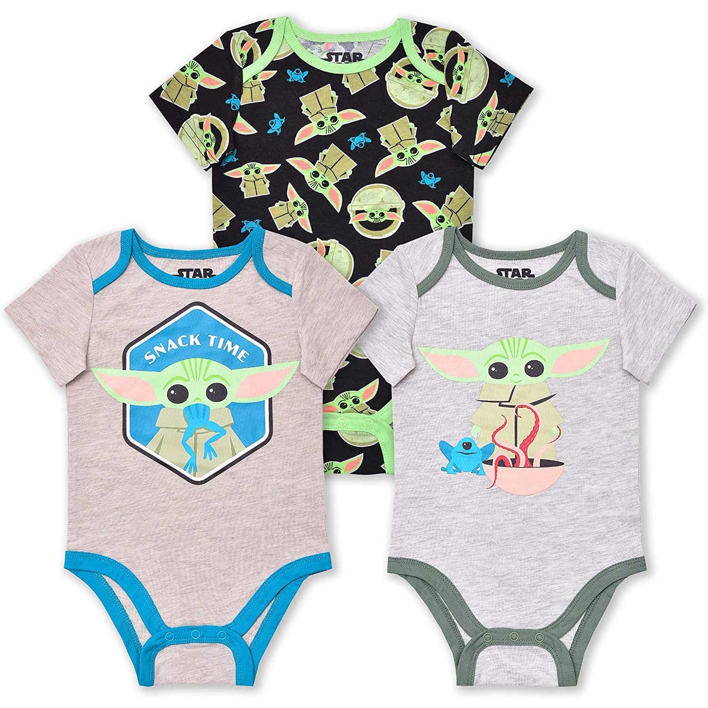 Grogu Mandalorian Infant Baby Bodysuit Three-Pack 3pc Set - Size 18 24 Months