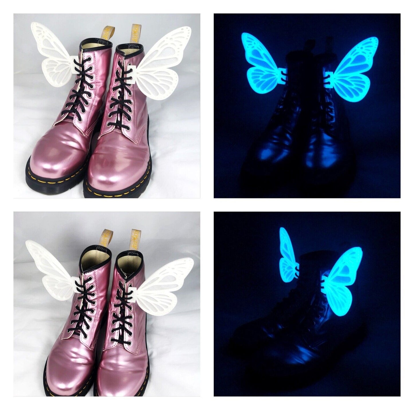 1pc 3D Butterfly Wings for Boots Shoes Roller Skates Costume Dress Lace Up Glow Dark