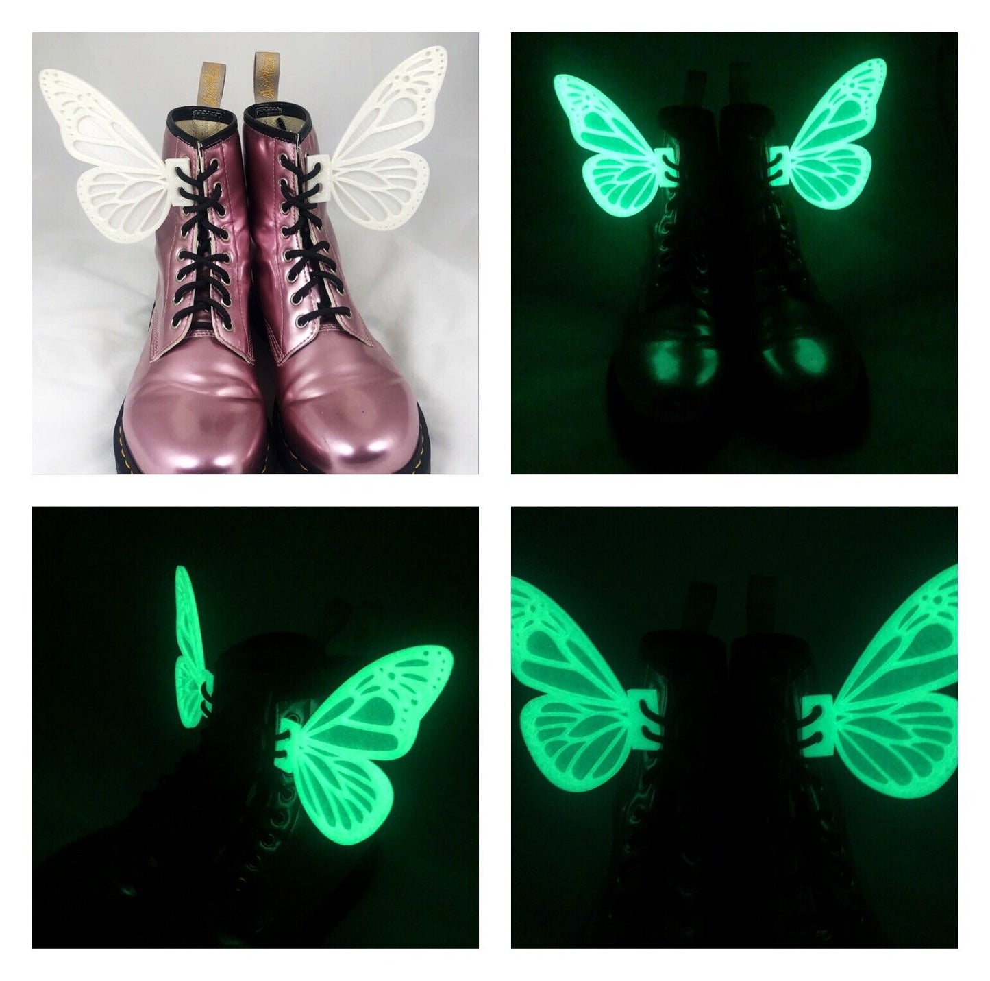 1pc 3D Butterfly Wings for Boots Shoes Roller Skates Costume Dress Lace Up Glow Dark