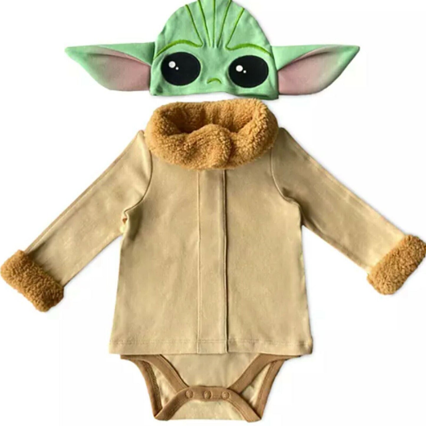 The Mandalorian Baby Yoda Grogu Baby Costume Bodysuit with Hat