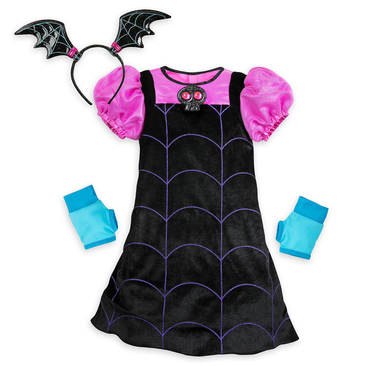 Disney Vampirina Costume Dress Set with Bat Headband Gloves & Sounds Girls Toddler Size 2