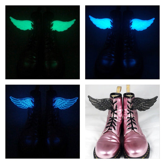 1pc 3D Angel Wings for Boots - Shoes - Roller Skates Costume Dress Up Glow in the Dark