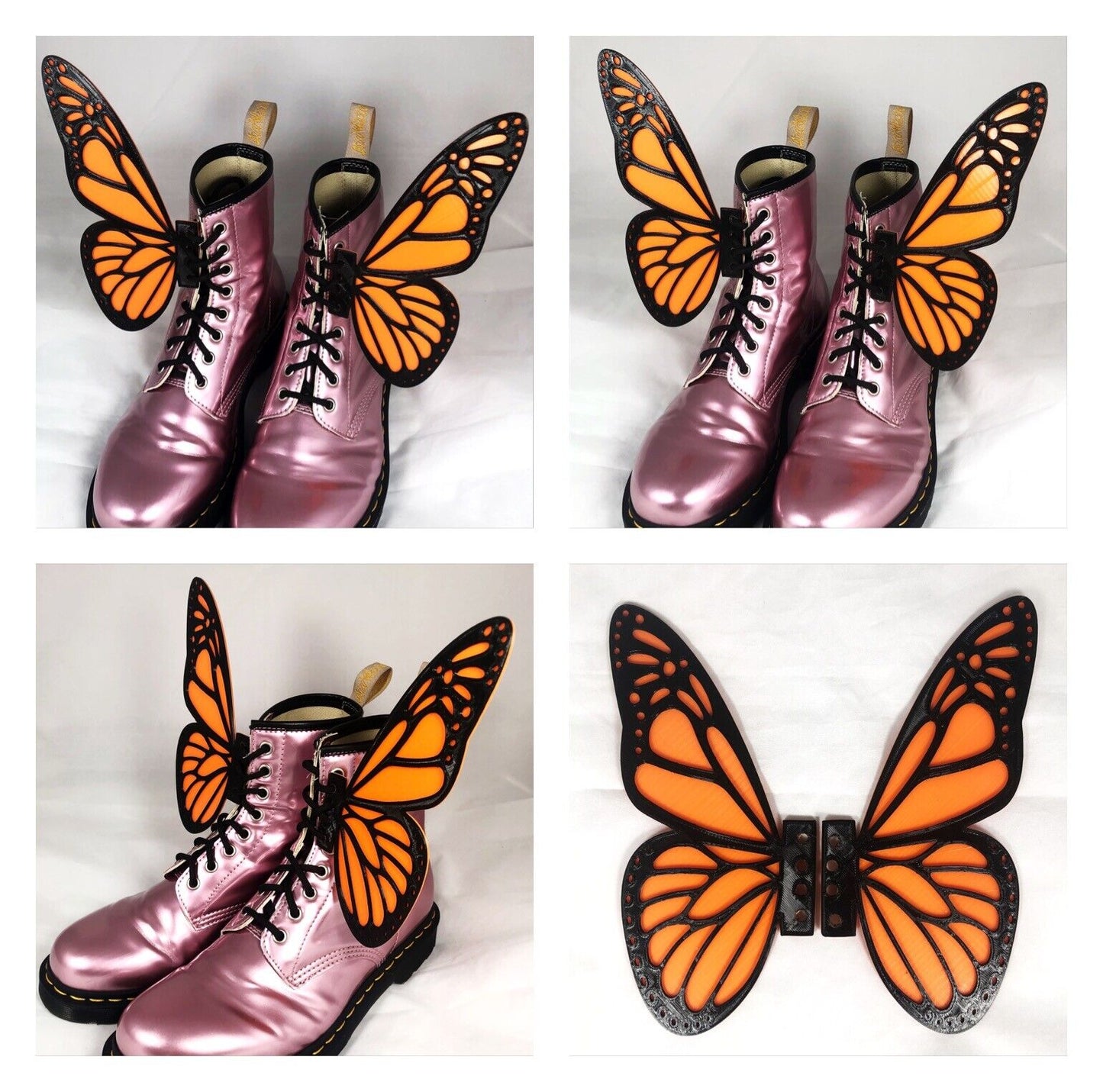 1pc Large 3D Butterfly Wings 8" for Shoes Roller Skates Costume Dress Up Glow Dark