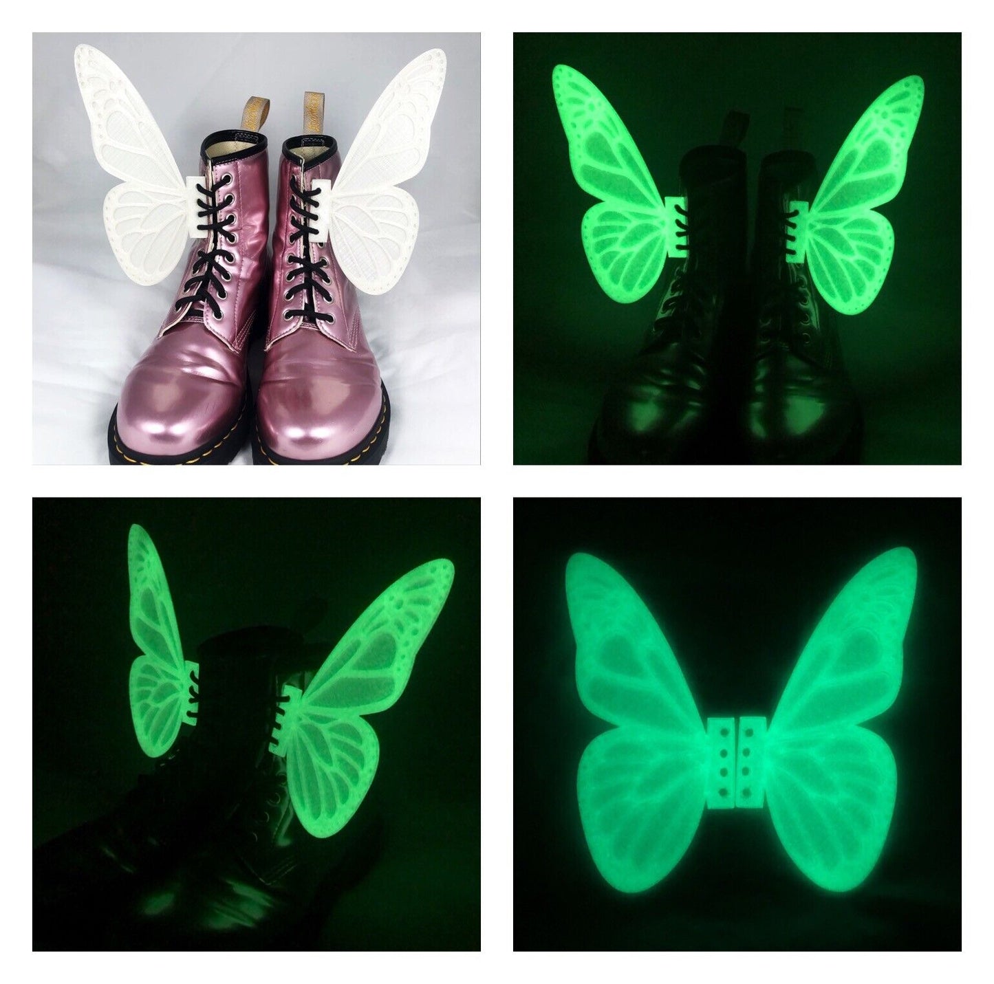 1pc Large 3D Butterfly Wings 8" for Shoes Roller Skates Costume Dress Up Glow Dark