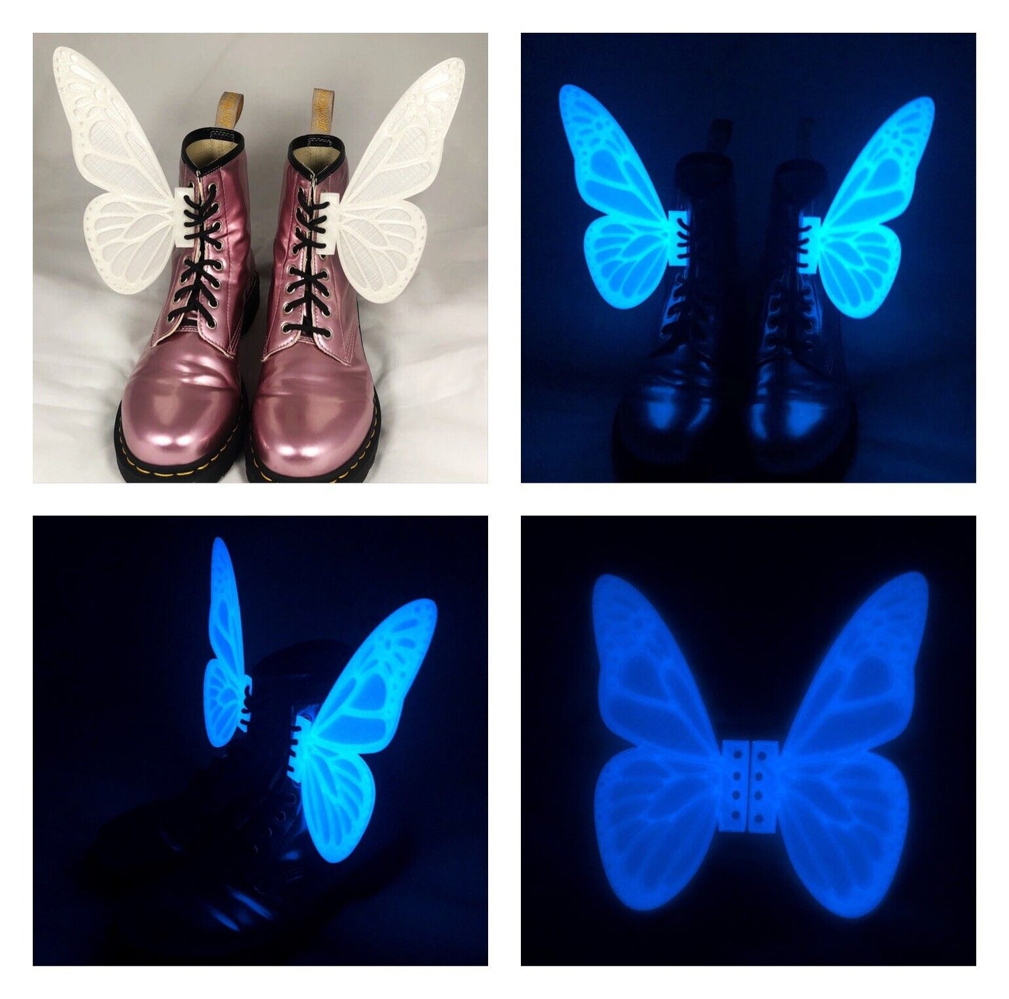 1pc Large 3D Butterfly Wings 8" for Shoes Roller Skates Costume Dress Up Glow Dark