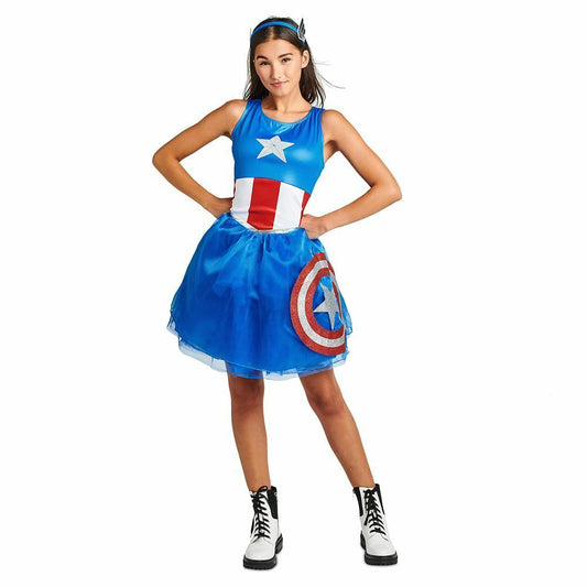 Disney Captain America Costume Headband & Tutu Woman's Dress Set Size XXL