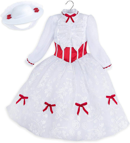 Disney Mary Poppins Costume Dress Deluxe Set with Hat for Girls