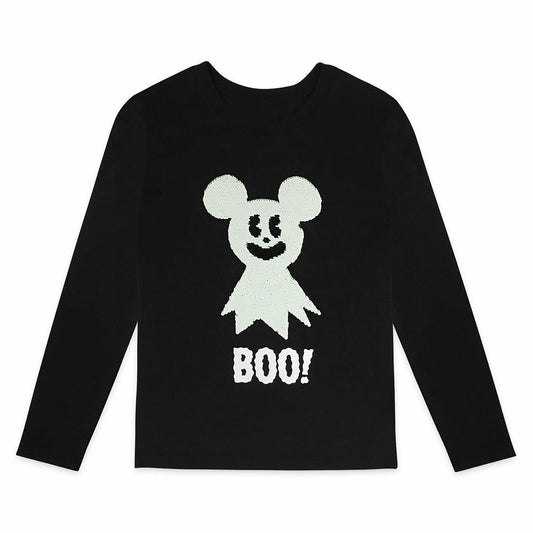 Mickey Mouse Halloween Long Sleeve Reversible Sequin Kids T Shirt