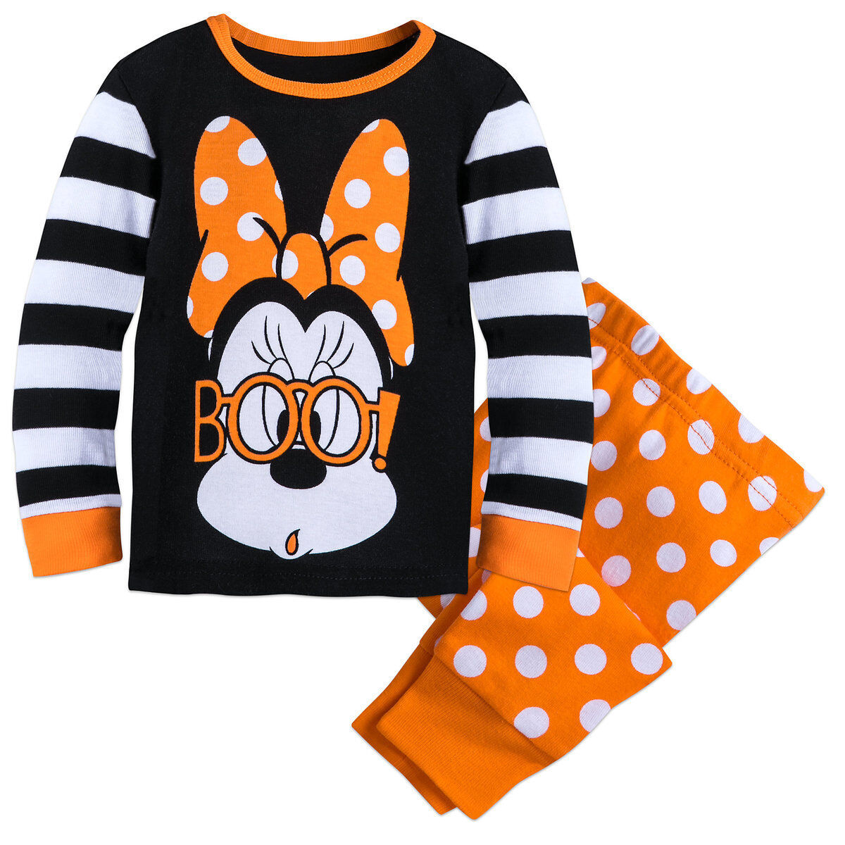 Minnie Mouse Halloween Pajamas Girls - Orange Black Polka Dot