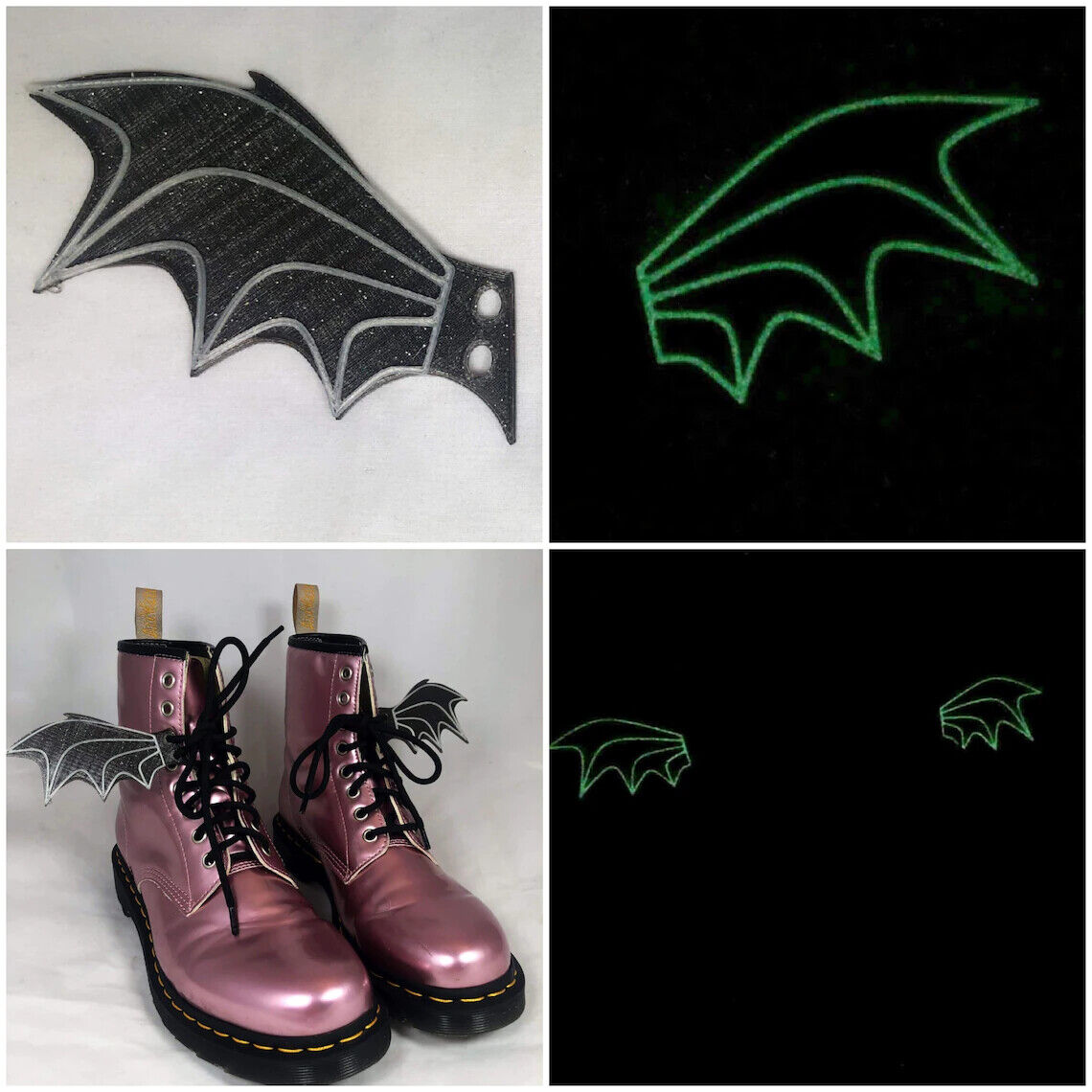 3D Bat Wings For Shoes Boots Accessory Adults Kids Costume Dress Attire Lace Up