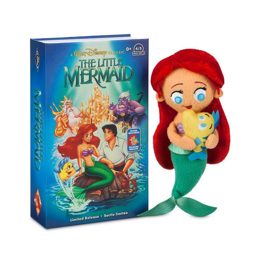 The Little Mermaid Princess Ariel with Flounder Plush Toy Doll in VHS Case